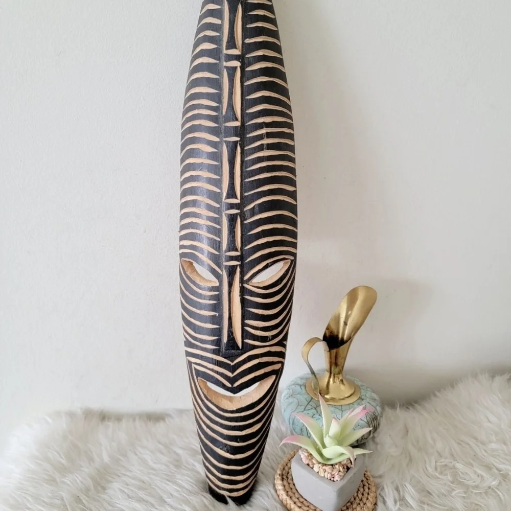 Boho Tiki wood decor wall art hanging Tribal Decor